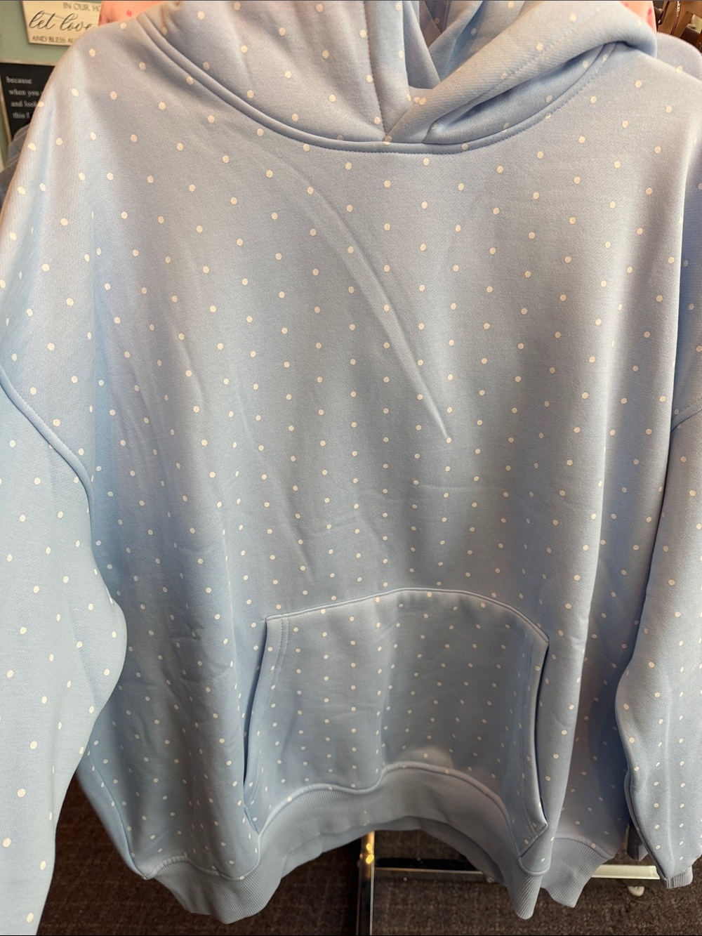 Light Blue Polka Dot Hoodie Sweater